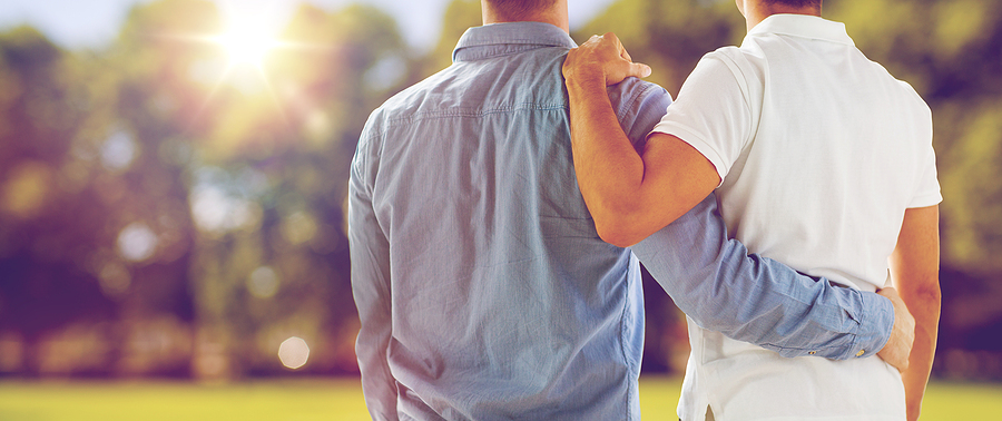 two people standing together